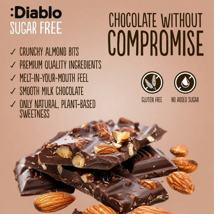 Milk Chocolate with Almonds with Stevia (75g) Diablo Sugar Free