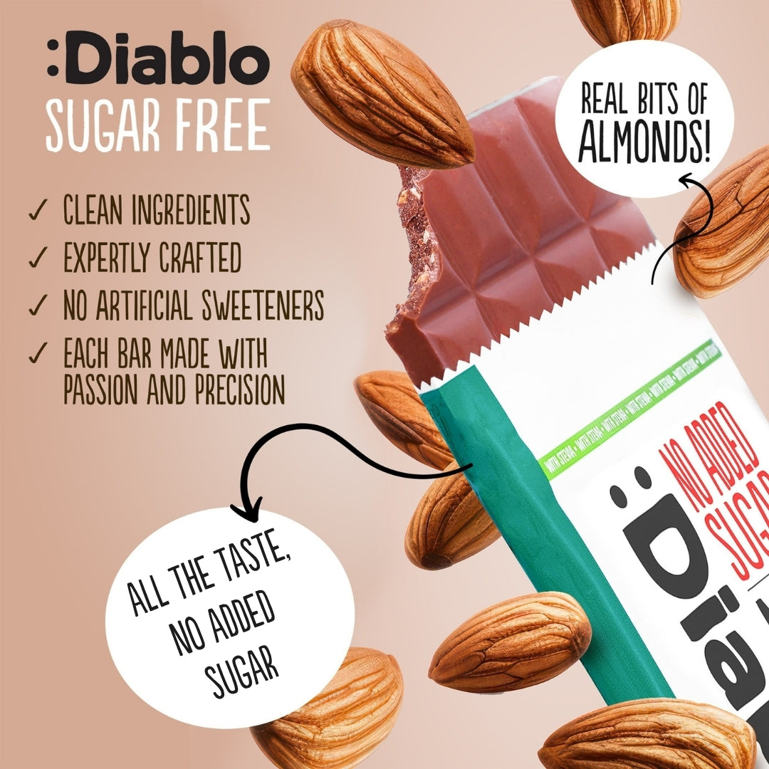 Milk Chocolate with Almonds with Stevia (75g) Diablo Sugar Free
