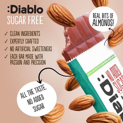 Milk Chocolate with Almonds with Stevia (75g) Diablo Sugar Free