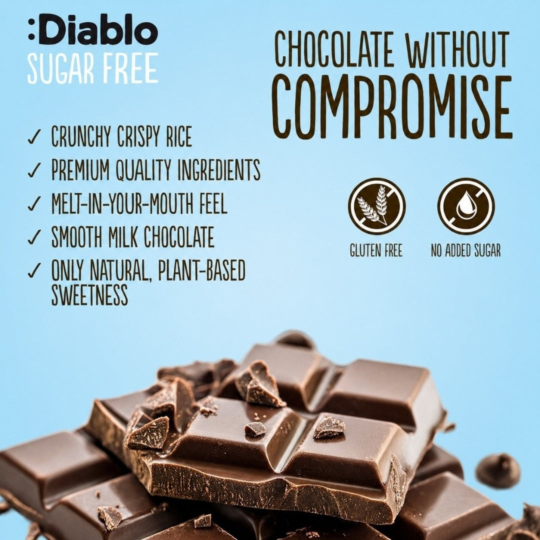 Milk Chocolate with Crispy Rice with Stevia (75g) Diablo Sugar Free