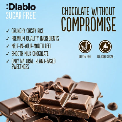 Milk Chocolate with Crispy Rice with Stevia (75g) Diablo Sugar Free