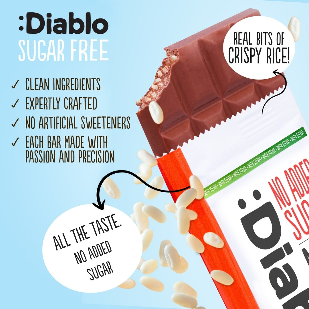 Milk Chocolate with Crispy Rice with Stevia (75g) Diablo Sugar Free