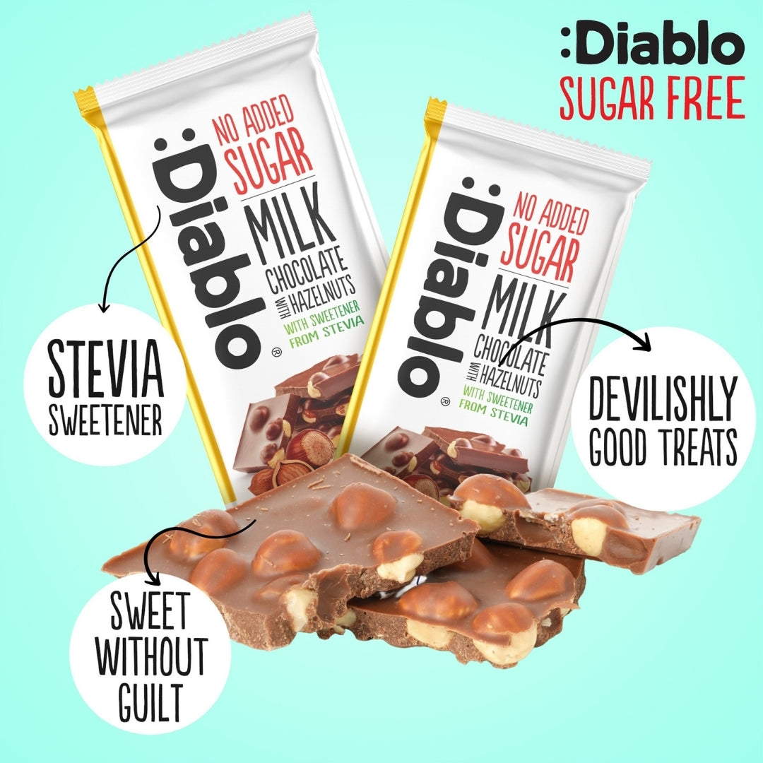 Diablo Stevia Milk Chocolate with Hazelnuts (75g) Diablo Sugar Free
