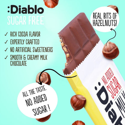 Diablo Stevia Milk Chocolate with Hazelnuts (75g) Diablo Sugar Free