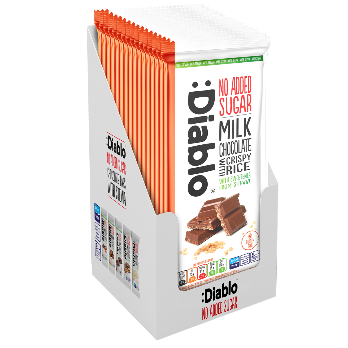 Milk Chocolate with Crispy Rice with Stevia (75g) Diablo Sugar Free