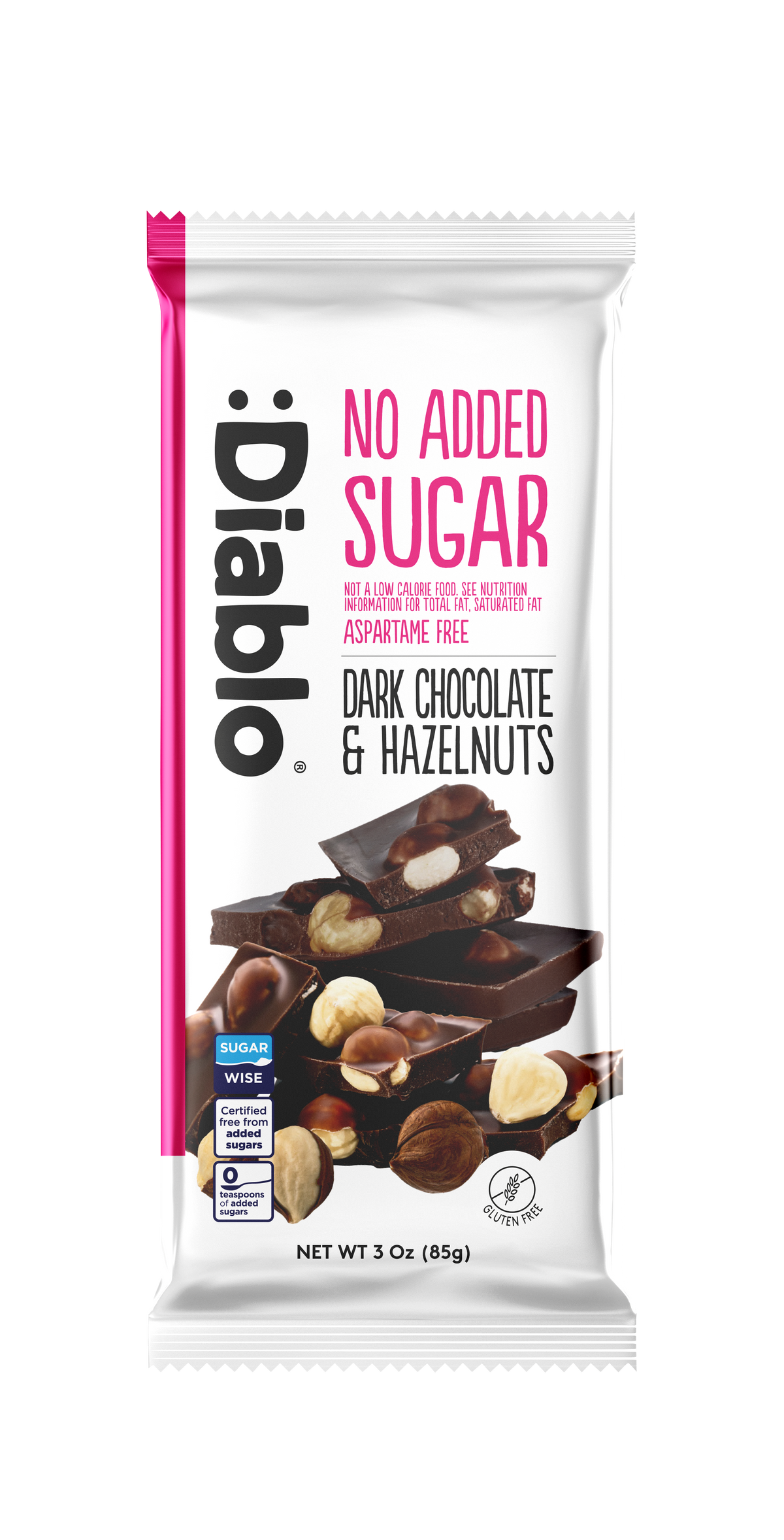 No Added Sugar Dark Chocolate with Hazelnuts Maltitol  (85g) Diablo Sugar Free