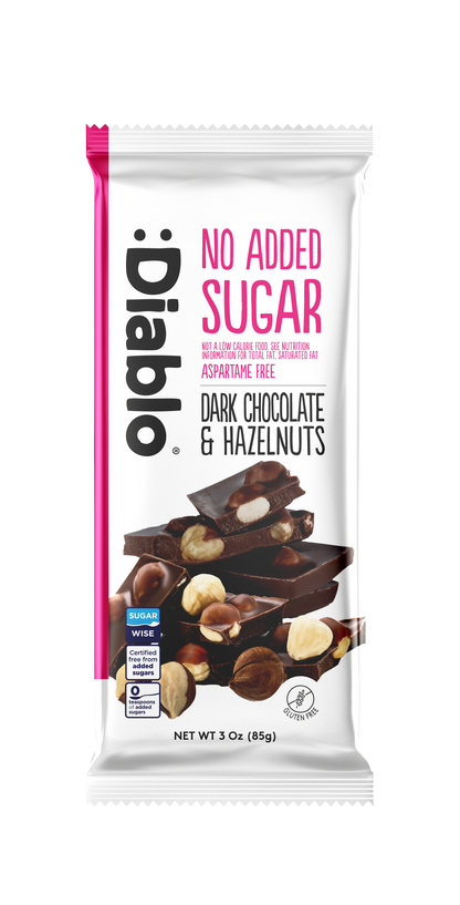 No Added Sugar Dark Chocolate with Hazelnuts Maltitol  (85g) Diablo Sugar Free