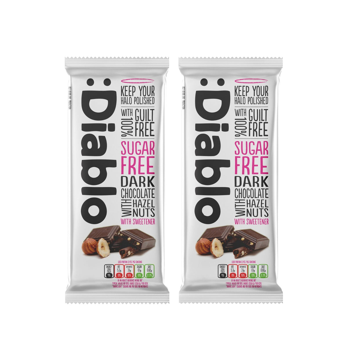 No Added Sugar Dark Chocolate with Hazelnuts Maltitol  (85g) Diablo Sugar Free