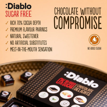 Delight No Added Sugar Chocolate Box Noir, Hazelnut, Forrest Fruit  (12 pieces, 115g) Diablo Sugar Free