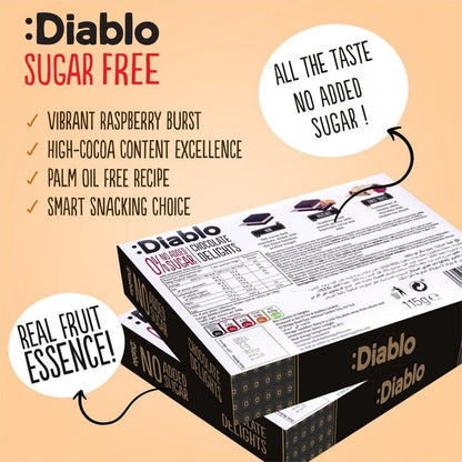 Delight No Added Sugar Chocolate Box Noir, Hazelnut, Forrest Fruit  (12 pieces, 115g) Diablo Sugar Free