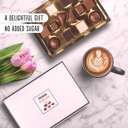 Luxury No Added Sugar Chocolate Box Noir, Hazelnut, Forrest Fruit, Cocoa Cream, Praline, Coffee  (14 pieces, 142g) Diablo Sugar Free