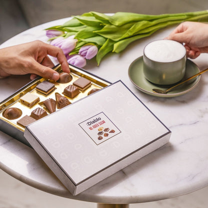Luxury No Added Sugar Chocolate Box Noir, Hazelnut, Forrest Fruit, Cocoa Cream, Praline, Coffee  (14 pieces, 142g) Diablo Sugar Free