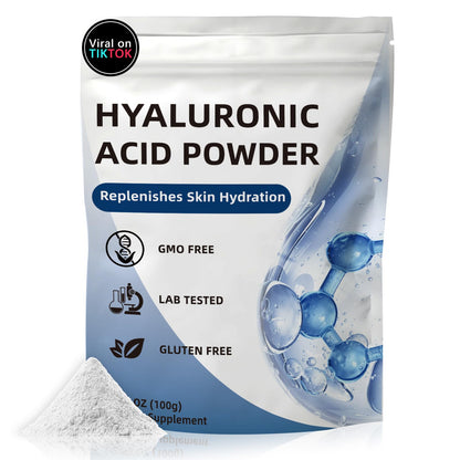CHZHEN Hyaluronic Acid Powder 100g – Low Molecular Weight, Cosmetics Grade, Vegan & Water-Soluble