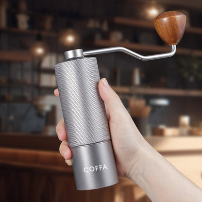 COFFA Manual Coffee Grinder Stainless Steel Burr Adjustable Hand Crank Portable