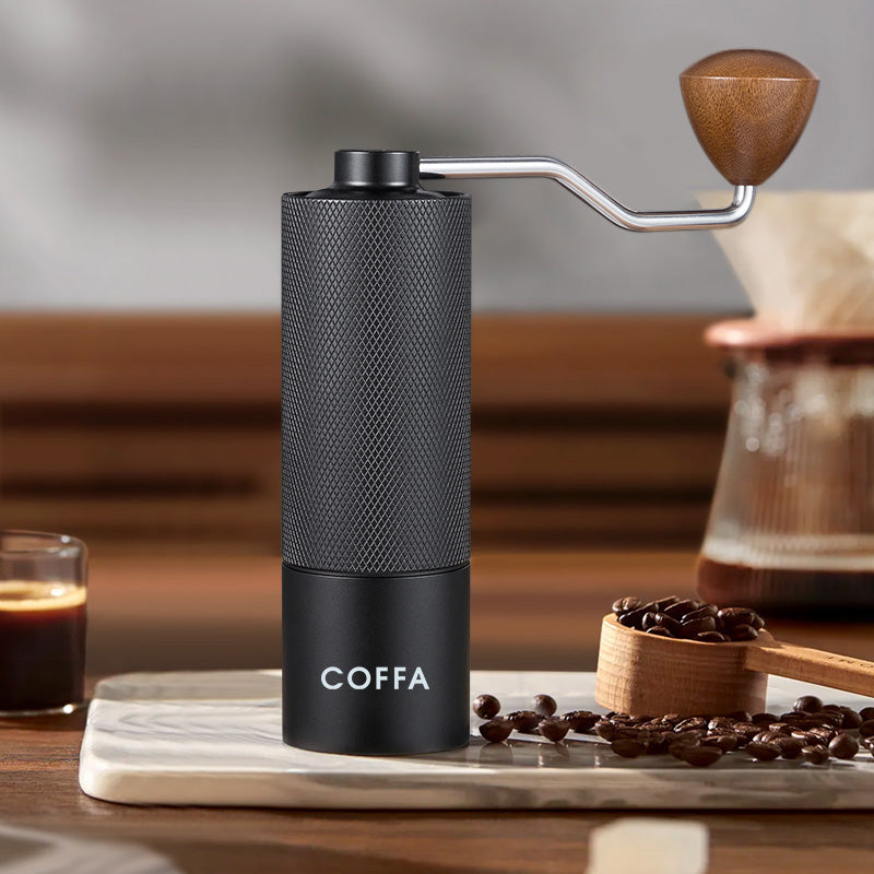 COFFA Manual Coffee Grinder Stainless Steel Burr Adjustable Hand Crank Portable