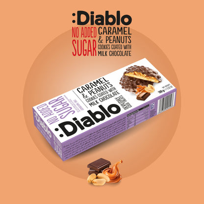 Caramel & Peanut Cookies coated with Milk Chocolate(100g) Diablo Sugar Free