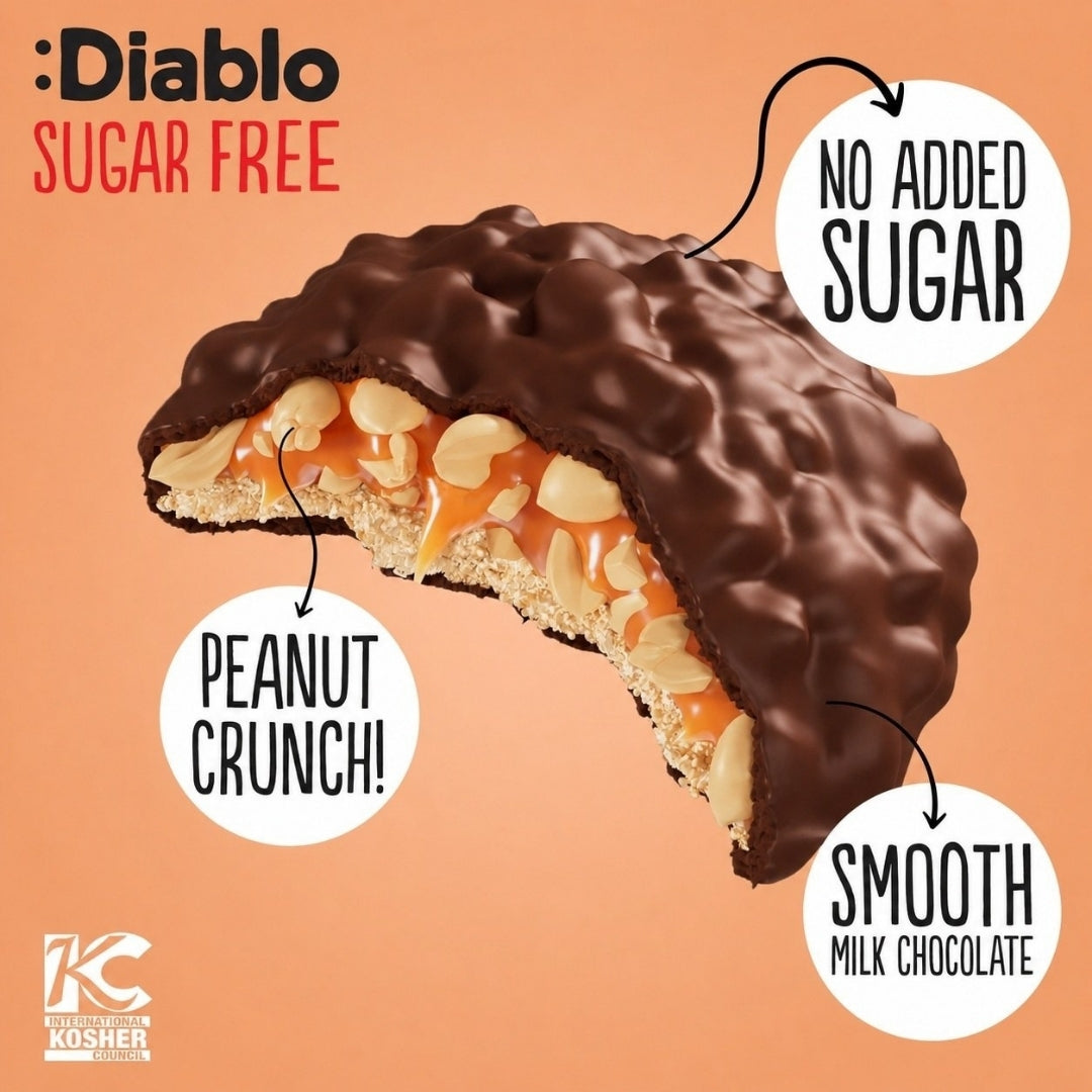 Caramel & Peanut Cookies coated with Milk Chocolate(100g) Diablo Sugar Free