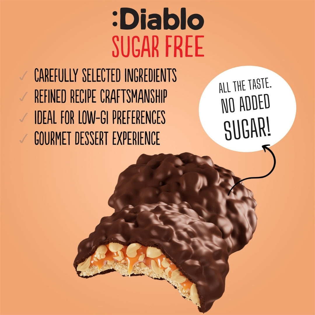 Caramel & Peanut Cookies coated with Milk Chocolate(100g) Diablo Sugar Free