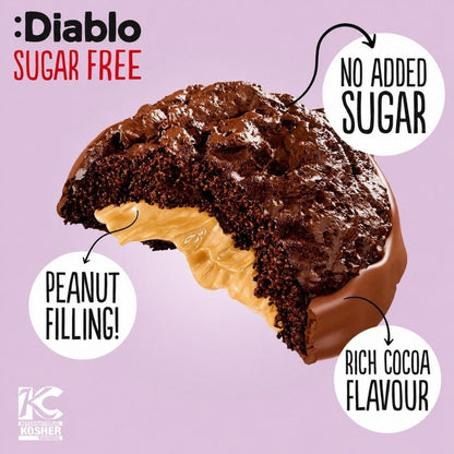 Cocoa Cookies with Peanut Filling and Half Coated Milk Chocolate (110g) Diablo Sugar Free