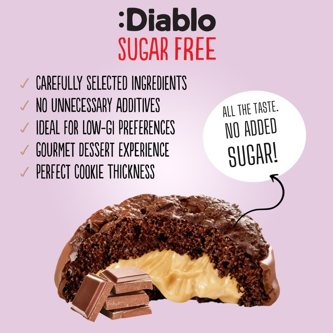 Cocoa Cookies with Peanut Filling and Half Coated Milk Chocolate (110g) Diablo Sugar Free