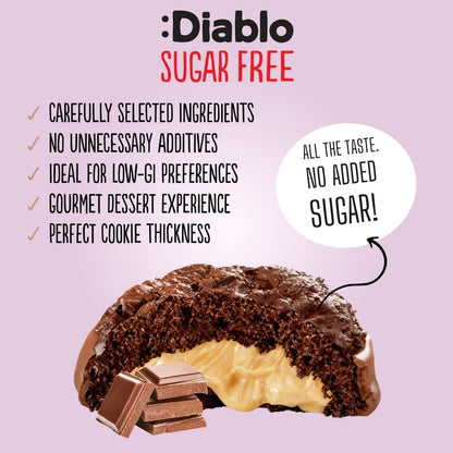Cocoa Cookies with Peanut Filling and Half Coated Milk Chocolate (110g) Diablo Sugar Free
