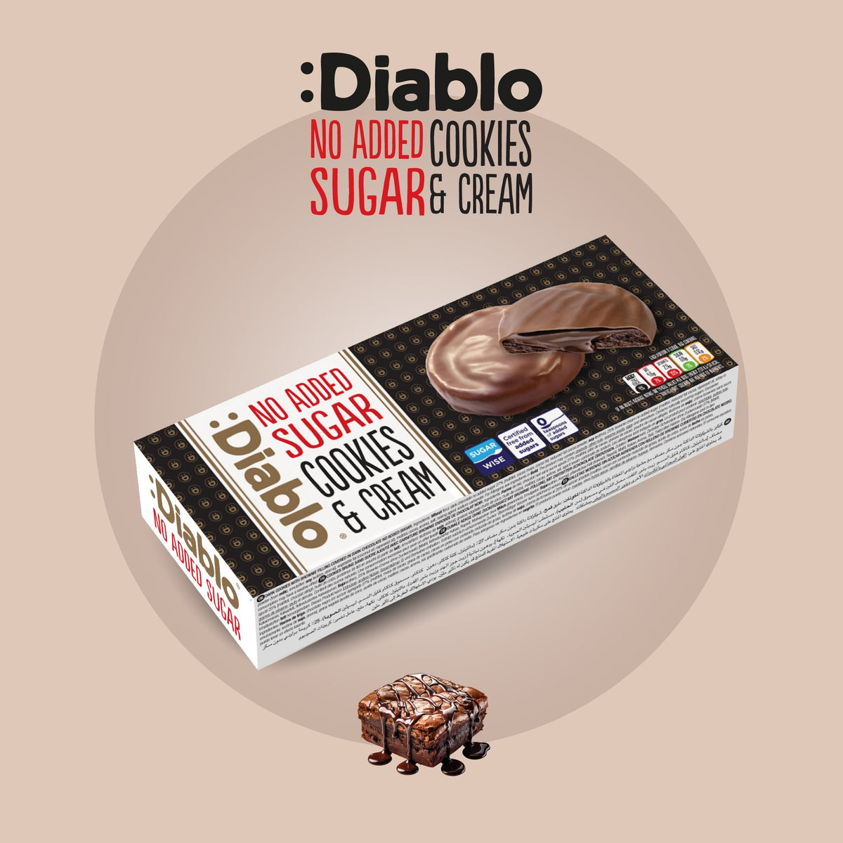 Dark Chocolate Cookies & Cream (128g) Diablo Sugar Free