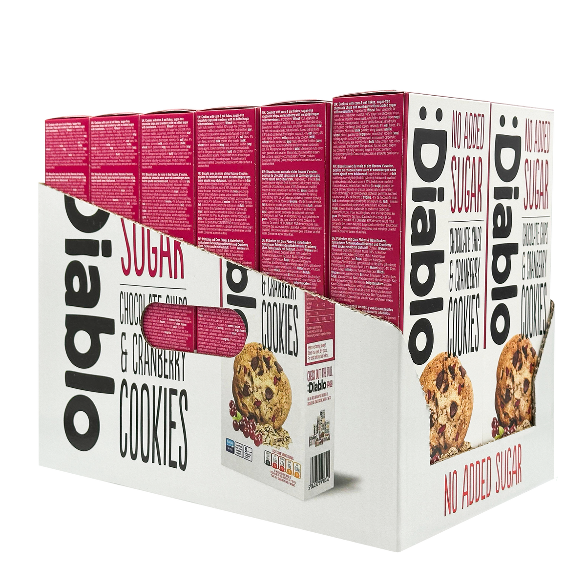 No Added Sugar Chocolate Chip & Cranberry Cookies (135g) Diablo Sugar Free