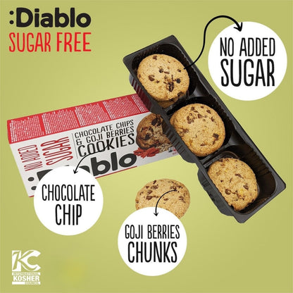 No Added Sugar Chocolate Chip & Goji Berry Cookies (135g) Diablo Sugar Free