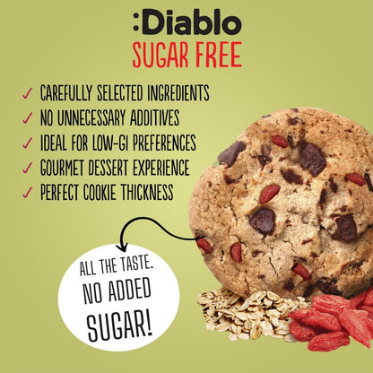 No Added Sugar Chocolate Chip & Goji Berry Cookies (135g) Diablo Sugar Free
