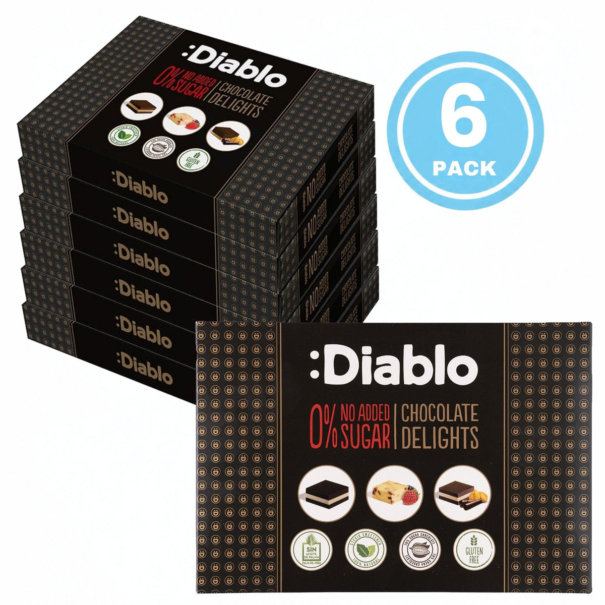 Delight No Added Sugar Chocolate Box Noir, Hazelnut, Forrest Fruit  (12 pieces, 115g) Diablo Sugar Free