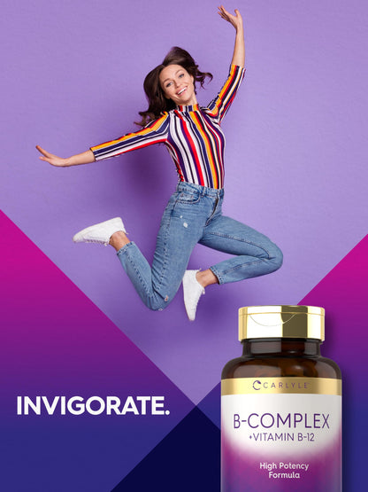 Carlyle B-Complex with B12 - 300 Tablets | High Potency, Vegetarian, Non-GMO