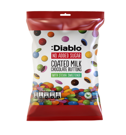 No Added Sugar Coated Milk Chocolate Buttons (40g) Diablo Sugar Free
