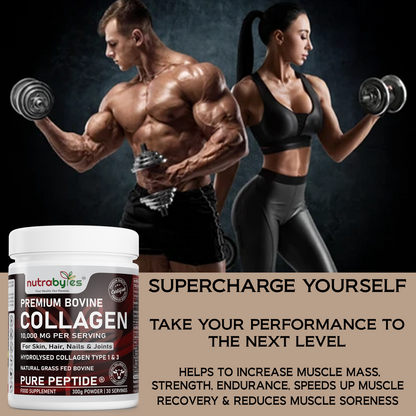 Premium Bovine Collagen Supplement Powder, 10,000 mg Pure Hydrolysed Collagen Peptides, Blended with 19 Amino Acids, Unflavoured Collagen Protein Powder Types 1 and 3, Halal & Kosher