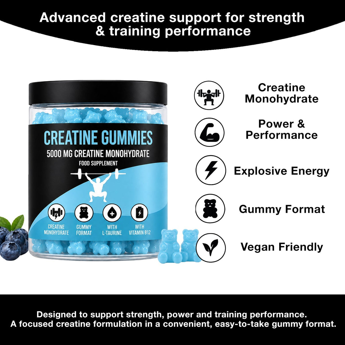 5,000 mg Creatine Gummies LIMITLESS GAINS