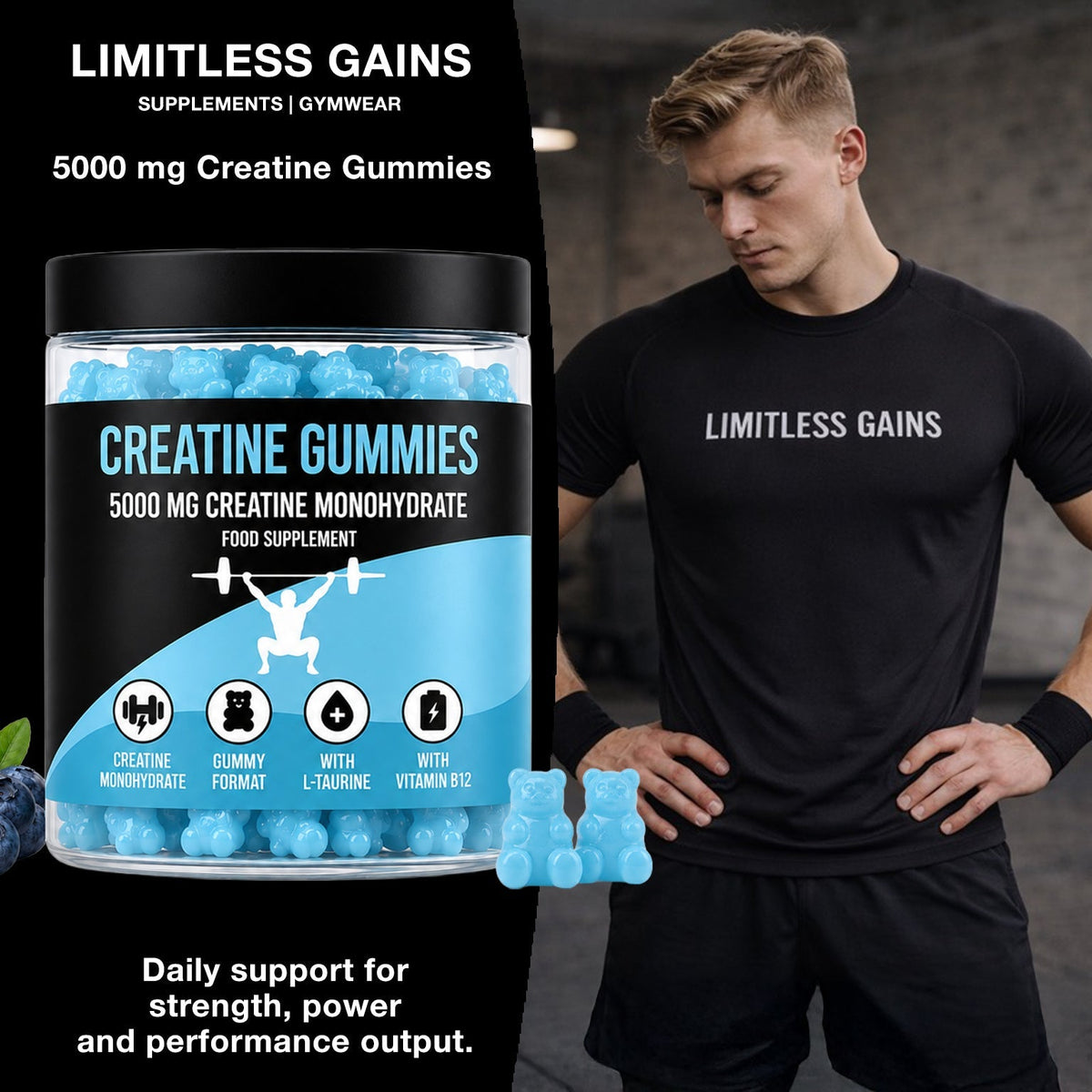 5,000 mg Creatine Gummies LIMITLESS GAINS