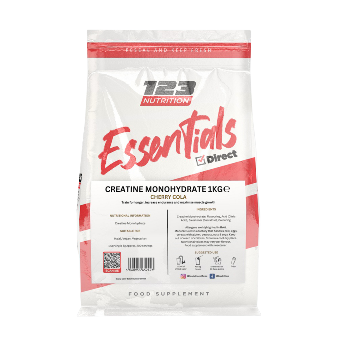 Essentials Creatine Monohydrate 1kg 123nutrition