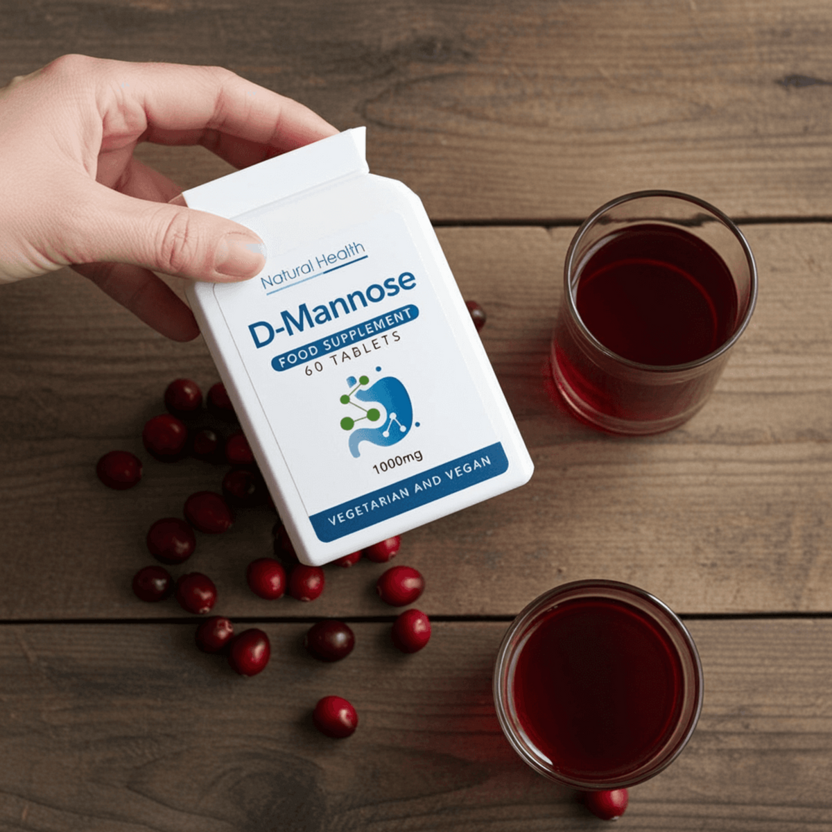 Pure D-Mannose 1000mg | 60 Chewable Tablets (Capsules Alternative) | 2-Month Supply | Made in the UK Natural Health World UK
