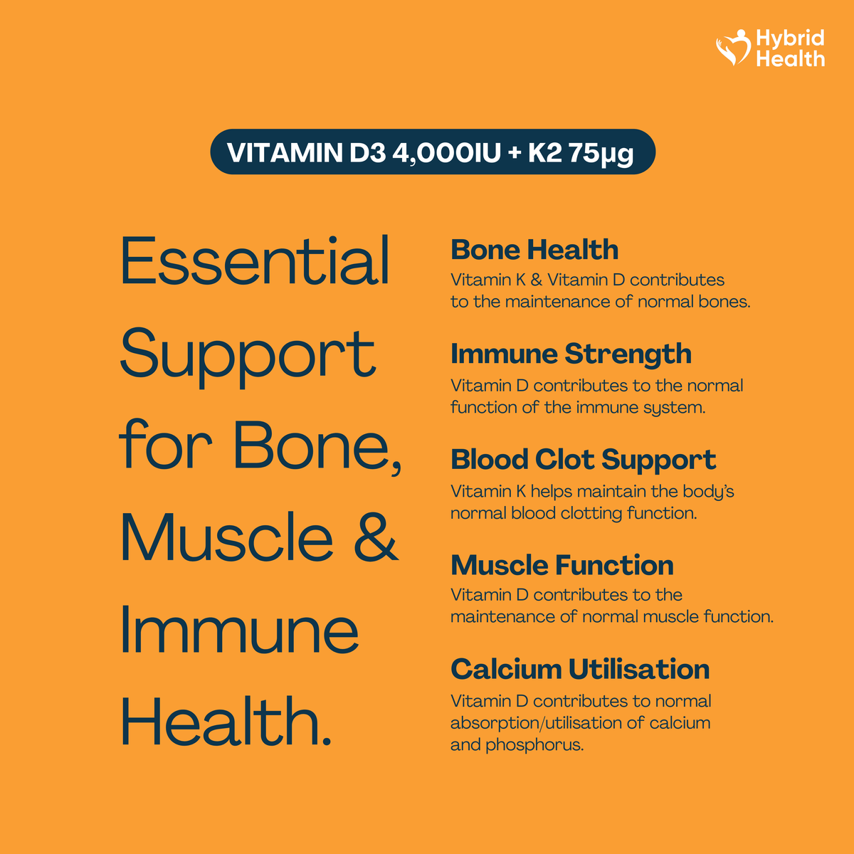 Vitamin D3 + K2 Hybrid Health