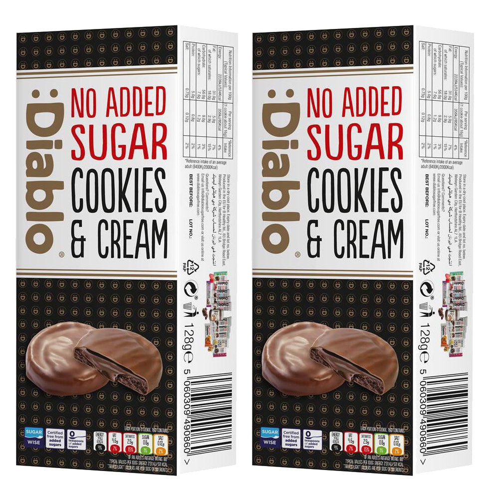 Dark Chocolate Cookies & Cream (128g) Diablo Sugar Free