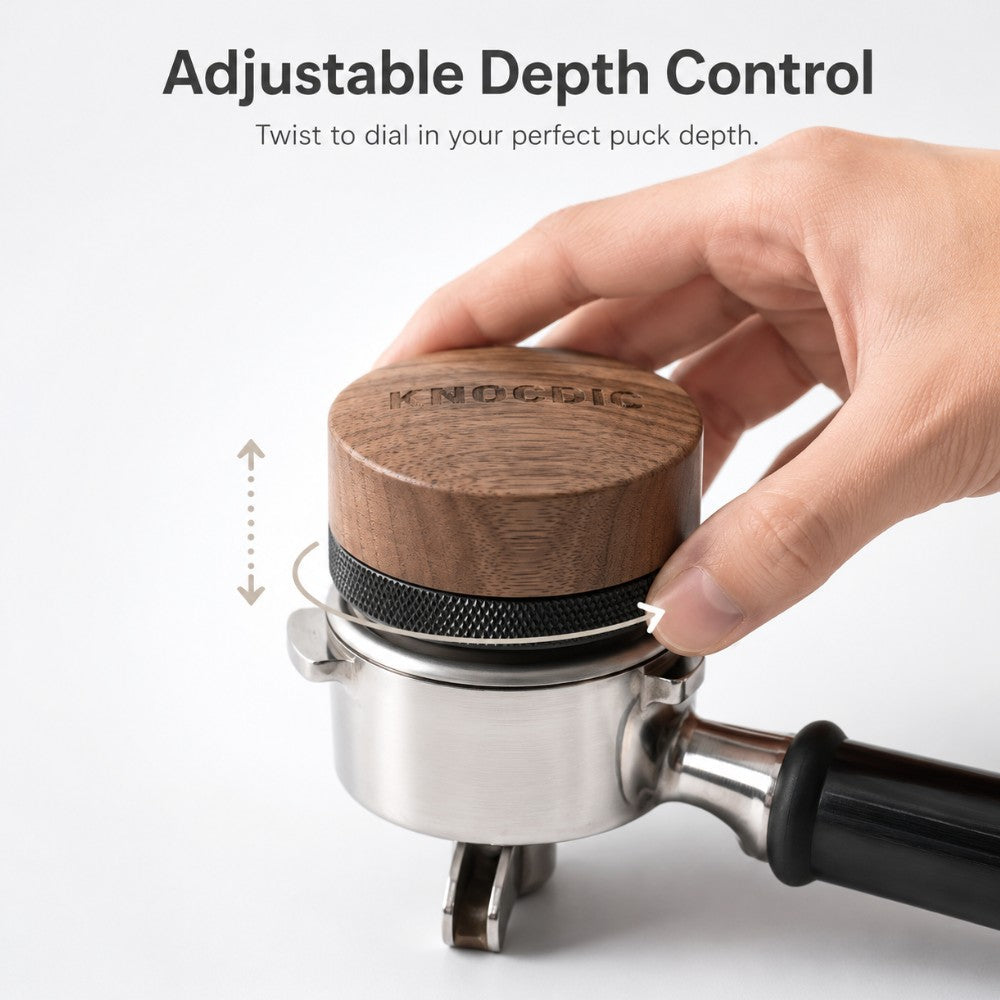 Walnut Adjustable Espresso Distribution Tool – 51/54/58mm KNOCDIC®