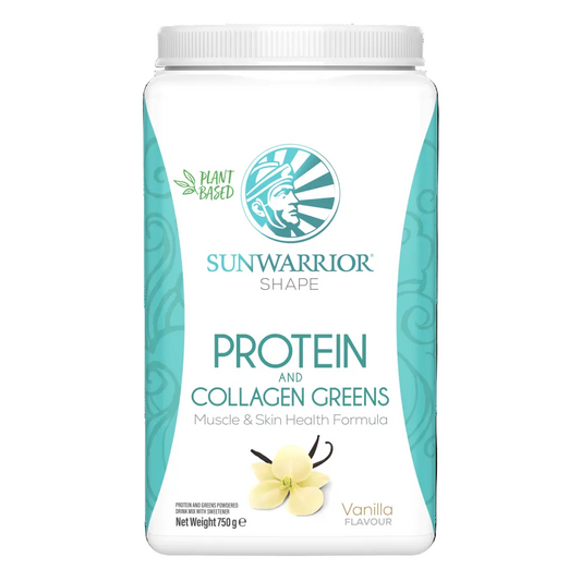 Sunwarrior Shape Plant Based Protein & Collagen Greens Vanilla – 30 Servings (750g) Fuss Free Nutrition
