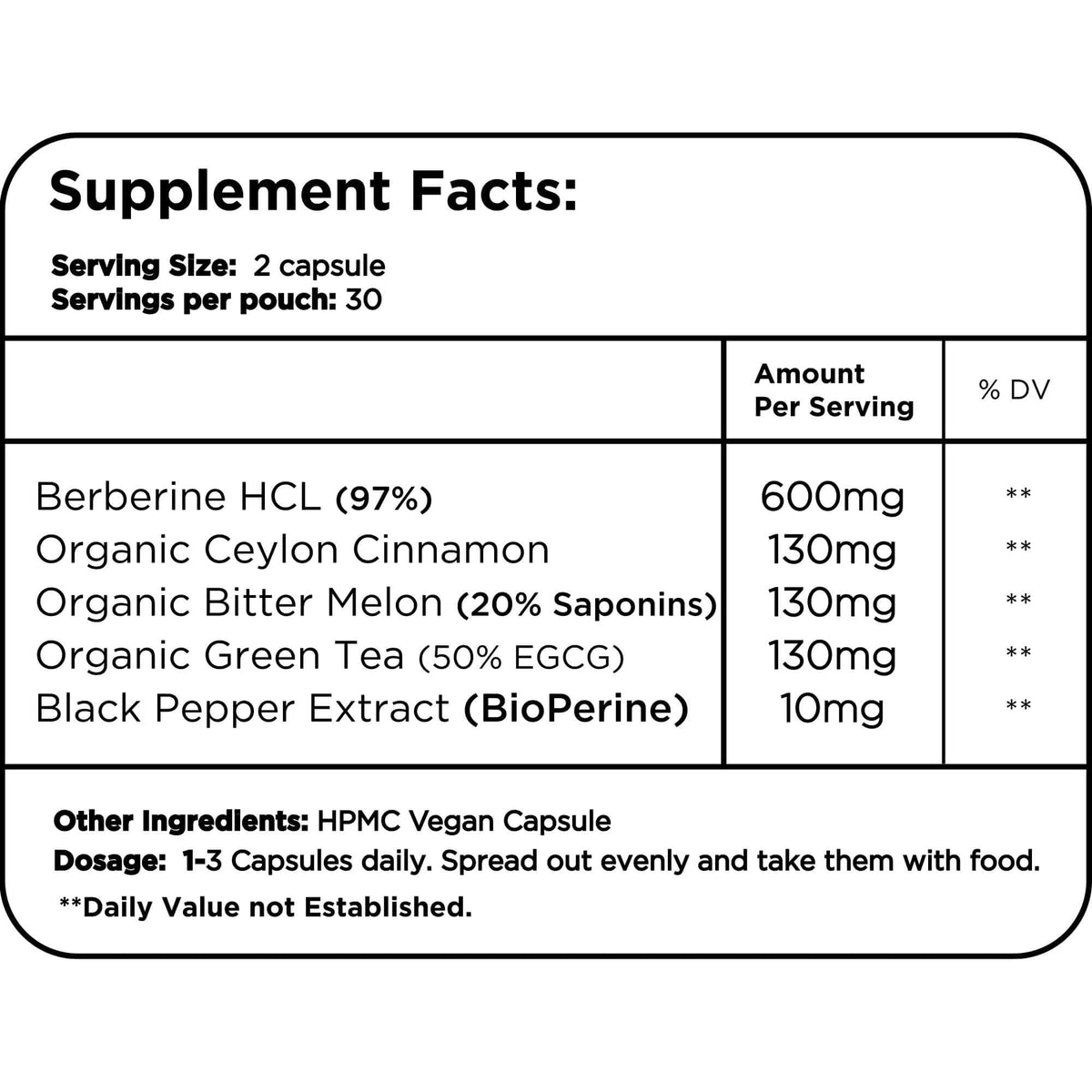 Berberine HCL 97% With Ceylon Cinnamon & Bitter Melon Healer Labs London