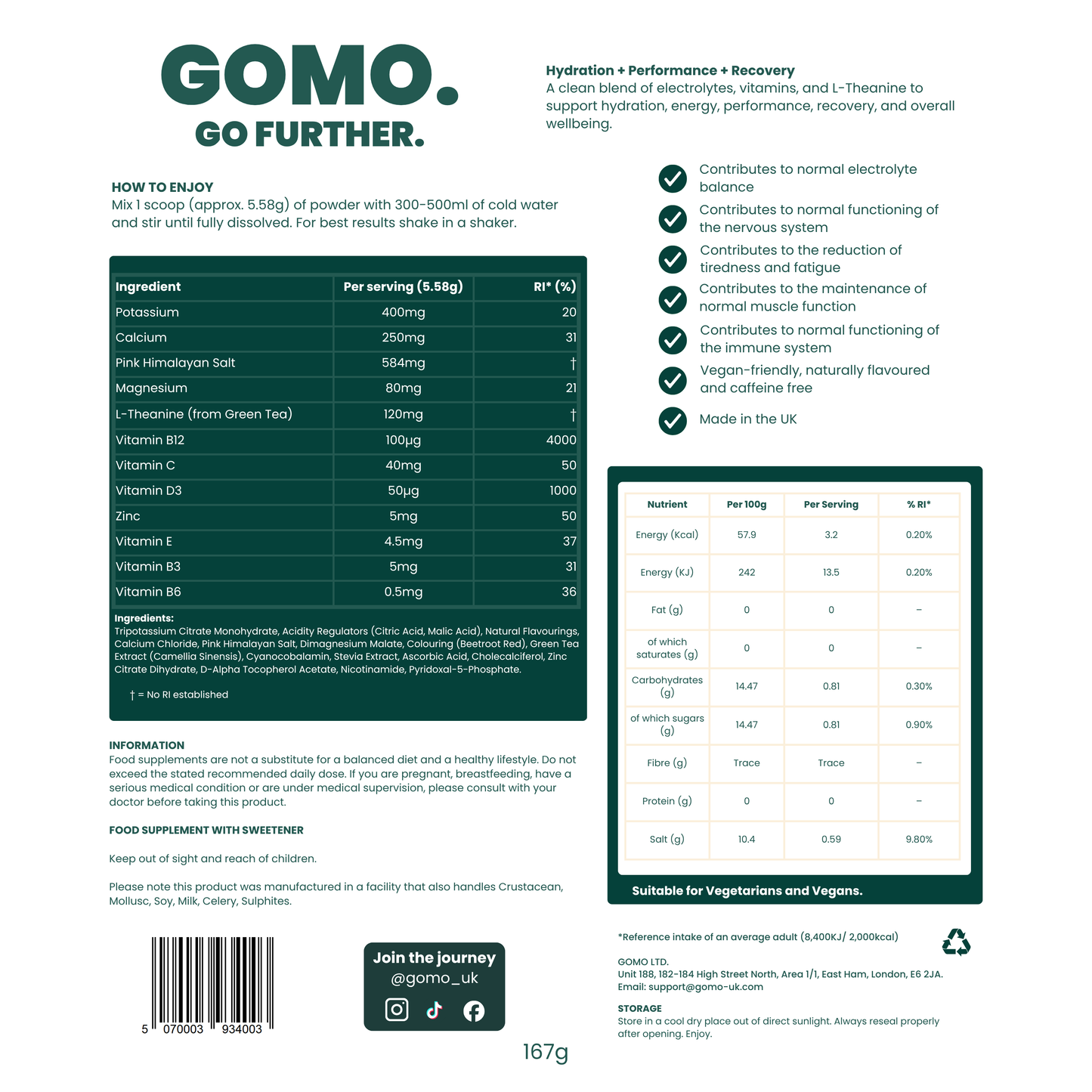 Gomo Electrolytes+ (Pomegranate & Red Berries)