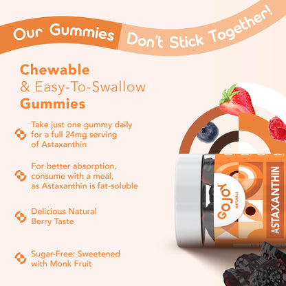 GOJOY NATURALS Astaxanthin Gummies 24mg – 2 Month Supply, Vegan & Non-GMO