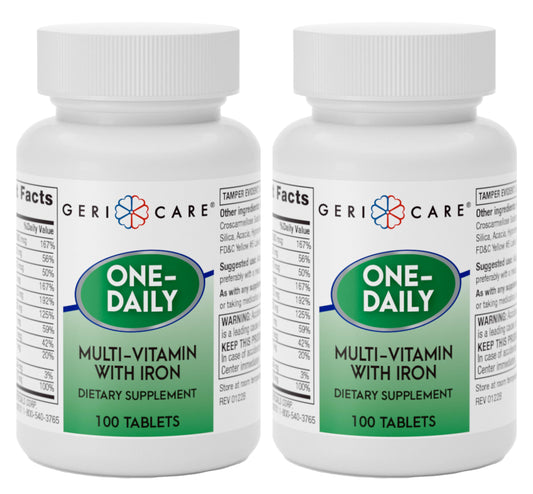 GeriCare One-Daily Multi-Vitamin with Iron – 100 Count (Pack of 2) | Daily Nutritional Support BritishVita | Premium UK Vitamins & Wellness Supplements