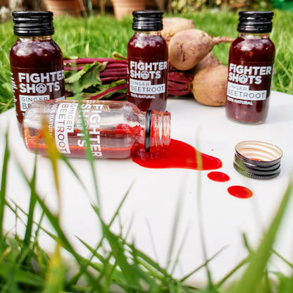 Fighter Shots Vegan Ginger + Beetroot Wellness Shot | Cold-Pressed | 60ml | Single, 6-Pack or 12-Pack