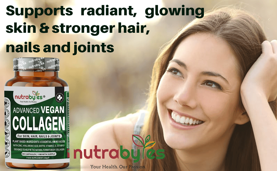 Advanced Vegan Collagen | Plant-Based Ingredients Including Essential Amino Acids | 90 Capsules | 1 Month | Hair, Skin, Nails and Joints | Collagen Supplements for Men & Women