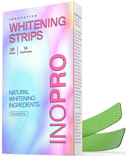InoPro Teeth Whitening Strips Kit – Enamel Safe, Peroxide-Free, 28 Strips