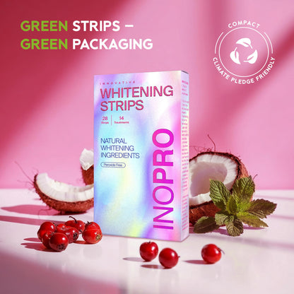 InoPro Teeth Whitening Strips Kit – Enamel Safe, Peroxide-Free, 28 Strips