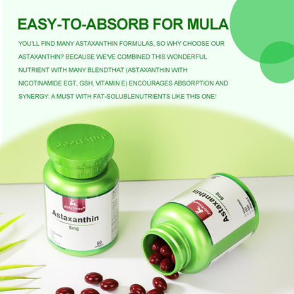 JulyDeer Astaxanthin 6 mg – 60 Softgels | Double Strength Haematococcus Pluvialis | Non-GMO